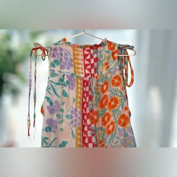 Anthropologie Ellen Merchant Shoulder-Tie Buttondown Dress Size XXS - Picture 12 of 16